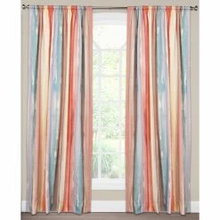 Deals 🌟 SIScovers Savannah Watercolor Stripe Cotton Curtain Panel Green / Multi ⌛