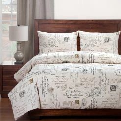 New 👍 Siscovers French Postscript Cotton Blend 3-piece Duvet Cover Set Linen ⌛