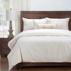 Deals 💯 Siscovers Luxury Ticking Stripe Barley Farmhouse Cotton-Blend Down Alt Duvet Set - Cream 🤩