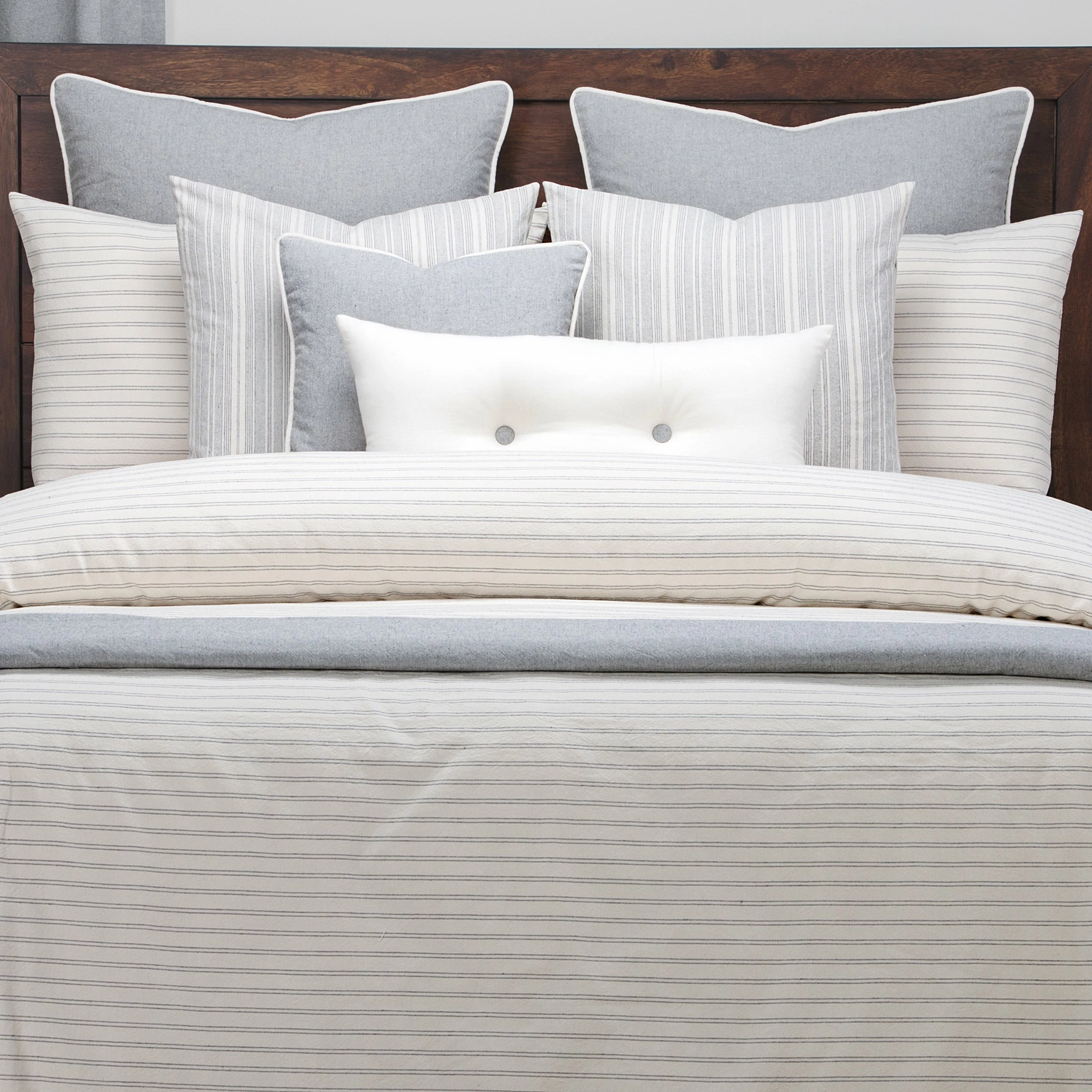 Best deal π Siscovers Luxury Ticking Stripe Pewter Farmhouse Cotton-blend Down Alt Duvet Set π - Image 3